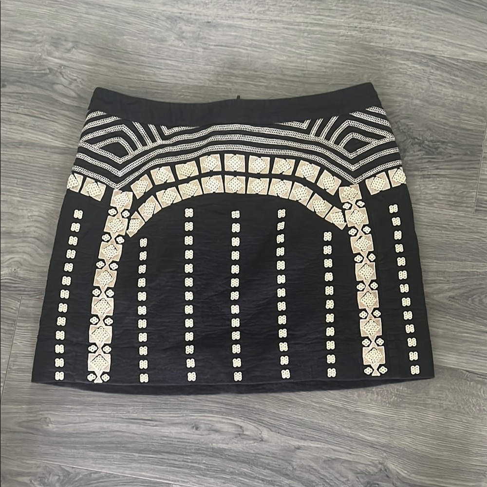 BCBGMaxAzria Black and White Embellished Mini Skirt